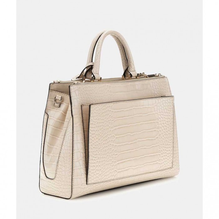 GUESS Nelka croc-print handbag BEIGE
