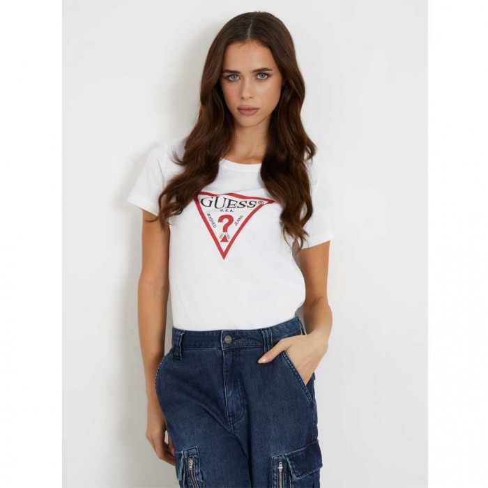 GUESS Triangle logo t-shirt WHITE 1