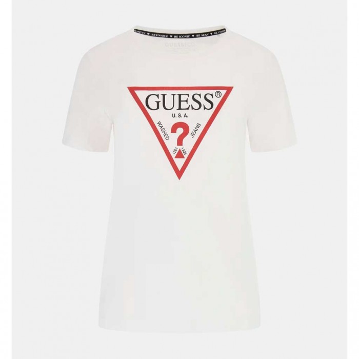 GUESS Triangle logo t-shirt WHITE 1