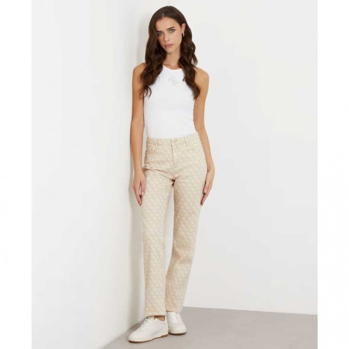 GUESS 4g logo straight pant BEIGE