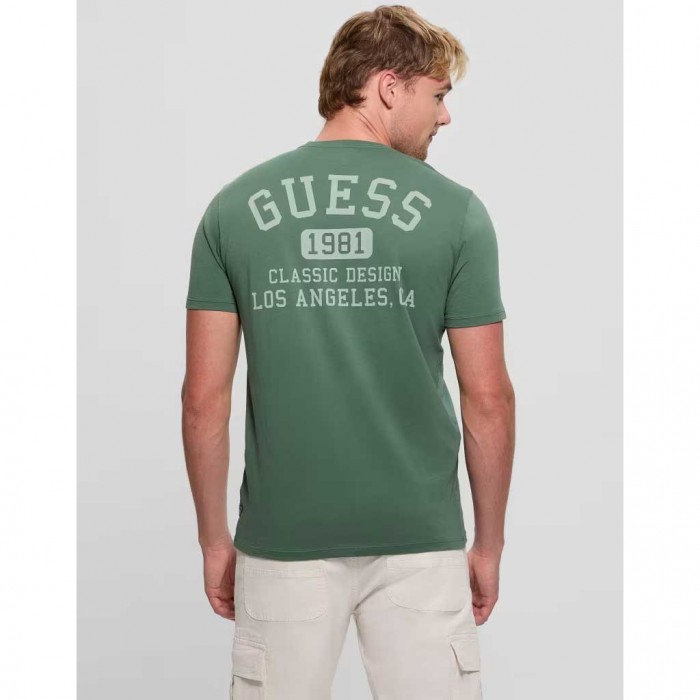 GUESS Small logo print T-shirt GREEN