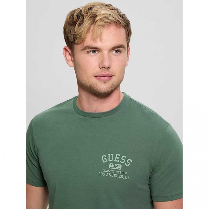 GUESS Small logo print T-shirt GREEN