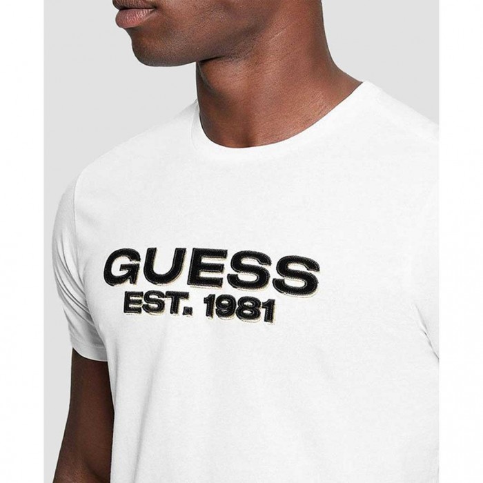 GUESS MAN VELVET LOGO T SHIRT WHITE