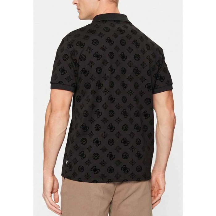 GUESS Polo Ss Flocked Peony BLACK