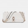 GUESS Bessey 4G logo patent mini crossbody WHITE