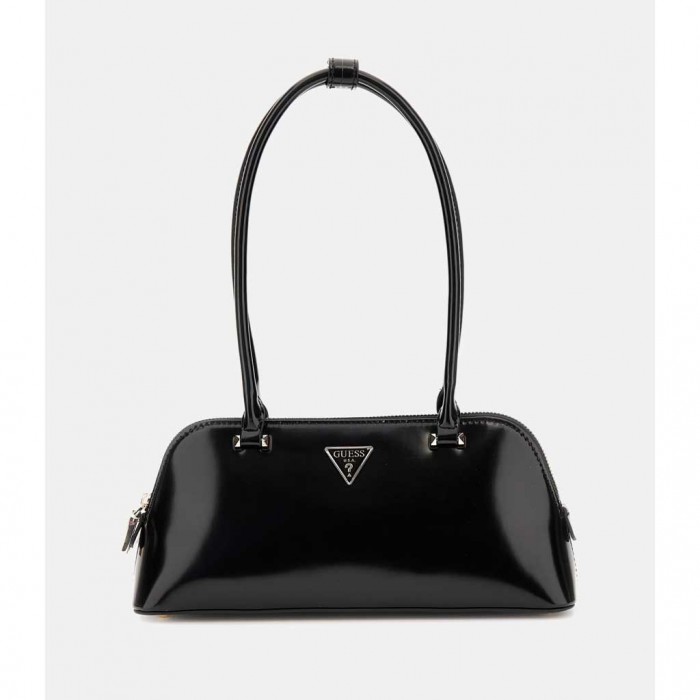 GUESS Arnela patent shoulder bag BLACK