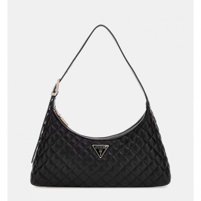 GUESS Eco Rianee quilted shoulder bag BLACK