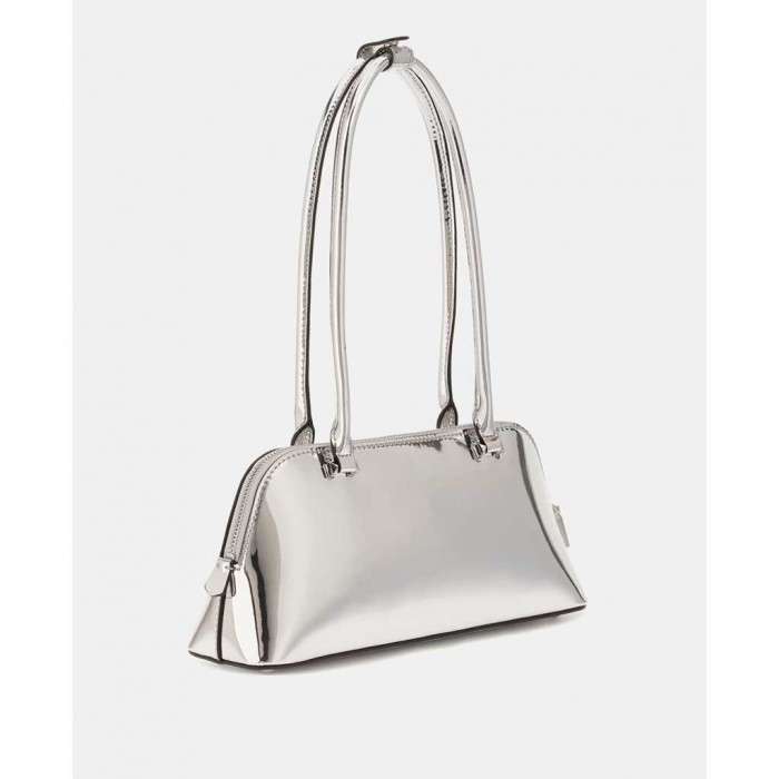 GUESS Arnela mirror-look shoulder bag SILVER