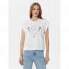 GUESS WOMAN T SHIRT LOGO STRAS WHITE