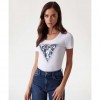 GUESS Floral triangle logo T-shirt WHITE