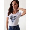 GUESS Floral triangle logo T-shirt WHITE