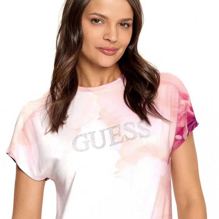 GUESS Logo Kimono Tee Cream White Multi