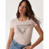 GUESS Animalier triangle logo T-shirt PINK