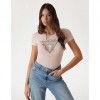 GUESS Animalier triangle logo T-shirt PINK