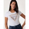 GUESS Animalier triangle logo T-shirt WHITE