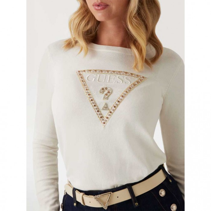 GUESS Triangle logo sweater ECRU