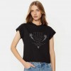 GUESS WOMAN T SHIRT STRAS LOGO BLACK