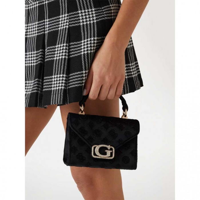 GUESS Zalina 4G peony logo mini handbag BLACK