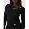 GUESS Ribbed top with peek-a-boo cutout BLACK