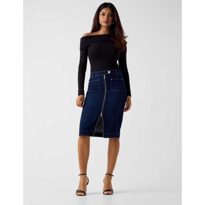 GUESS Denim longuette skirt DARK BLUE