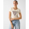 GUESS WOMAN Triangle logo t-shirt ECRU GUESS WOMAN Triangle logo t-shirt ECRU