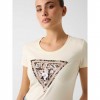 GUESS WOMAN Triangle logo t-shirt ECRU GUESS WOMAN Triangle logo t-shirt ECRU