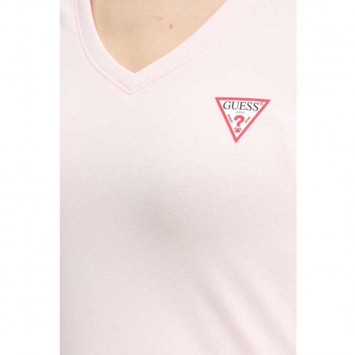 GUESS WOMAN Triangle logo stretch t-shirt LIGHT PINK