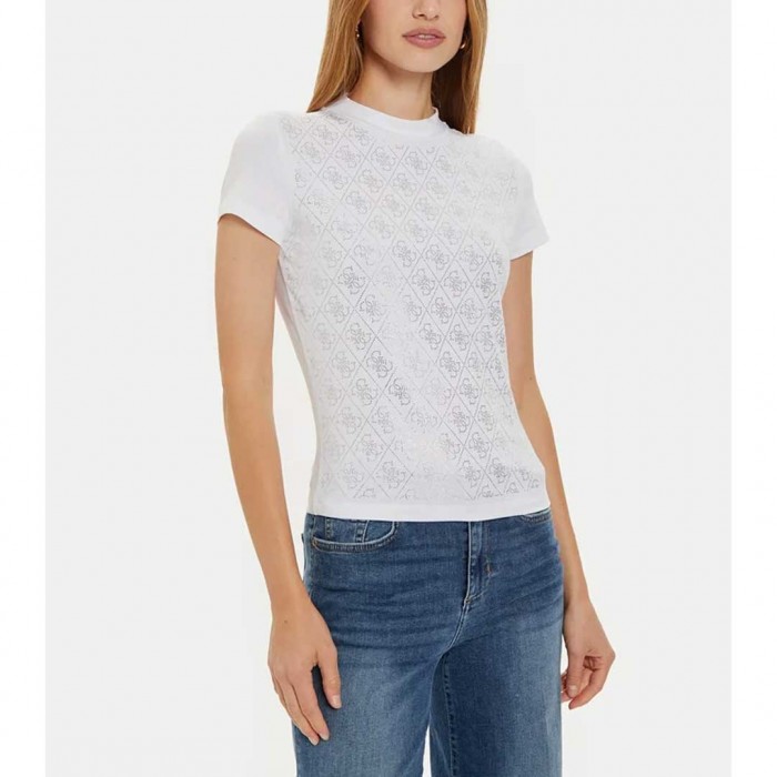 GUESS WOMAN 4G logo t-shirt WHITE