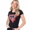 GUESS Triangle Women's T-shirt Floral Black GUESS Triangle Women's T-shirt Floral Black