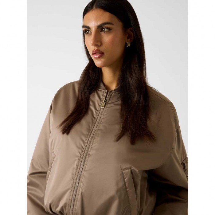 GUESS Satin bomber jacket LIGHT BROWN
