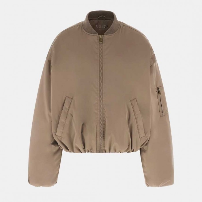 GUESS Satin bomber jacket LIGHT BROWN