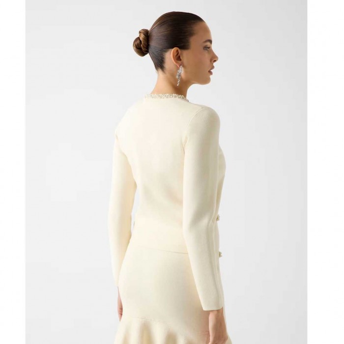 GUESS WOMAN Beads cardigan ECRU GUESS WOMAN Beads cardigan ECRU