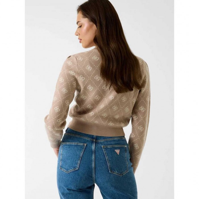GUESS Long Women's Cardigan with Buttons Beige