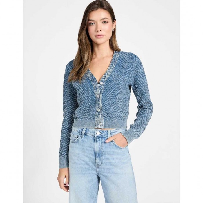GUESS WOMAN CARDIGAN LIGHT BLUE