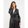 GUESS WOMAN LEATHER COAT BLACK