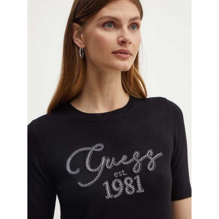 GUESS Paloma Logo Rn Ss Swtr BLACK