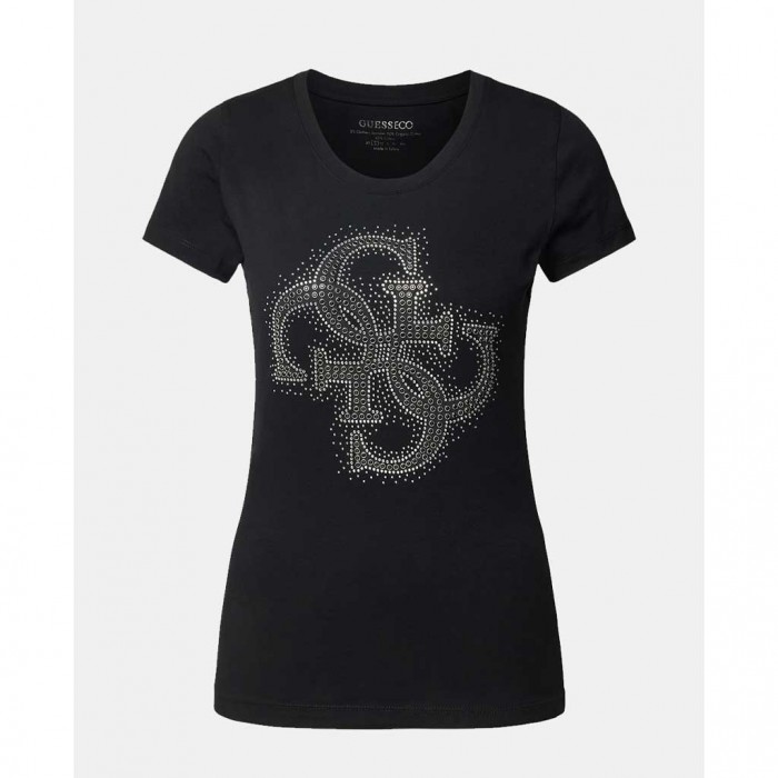 GUESS SS RN 4G LOGO TEE WOMAN BLACK