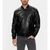 GUESS MAN LEATHER JACKET BLACK