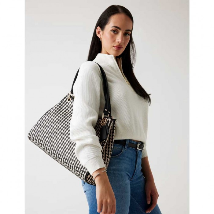 GUESS Mirema Woven Shopper BLACK/WHITE GUESS Mirema Woven Shopper BLACK/WHITE