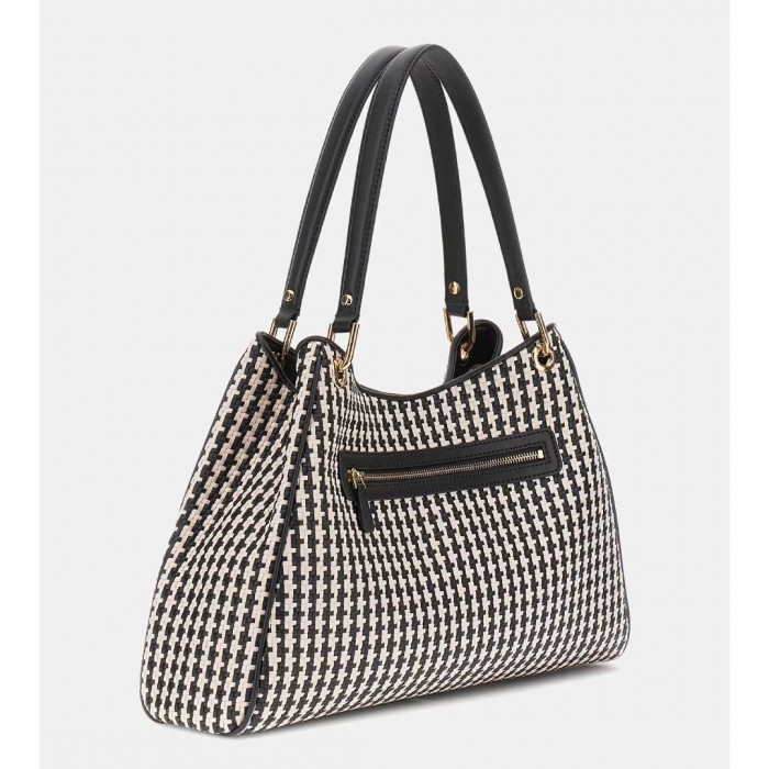 GUESS Mirema Woven Shopper BLACK/WHITE