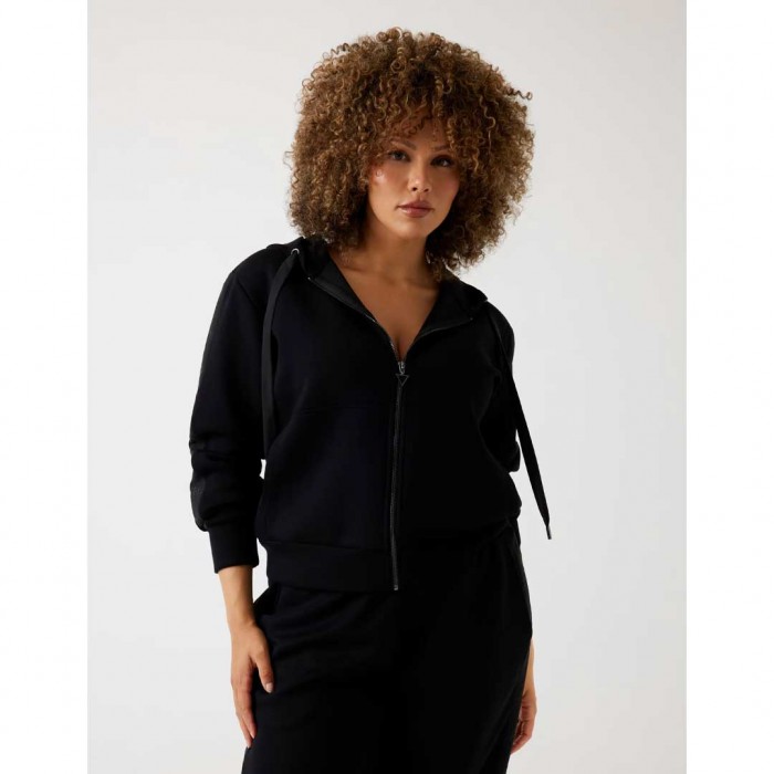 GUESS Full-zip scuba fabric hoodie BLACK