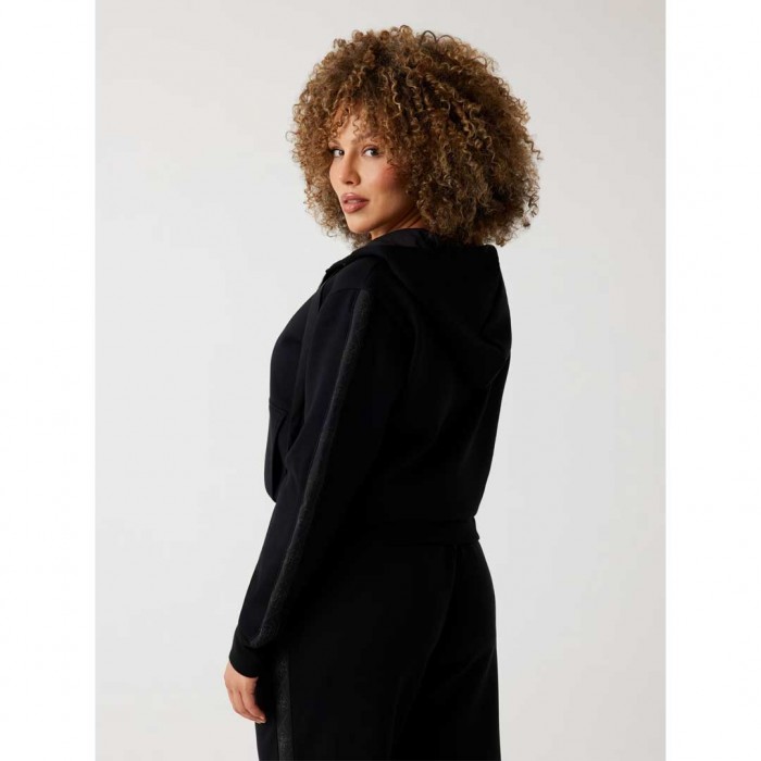 GUESS Full-zip scuba fabric hoodie BLACK