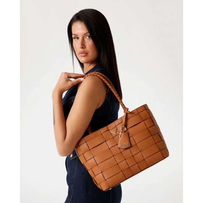 GUESS Maylee Woven Shopper BROWN