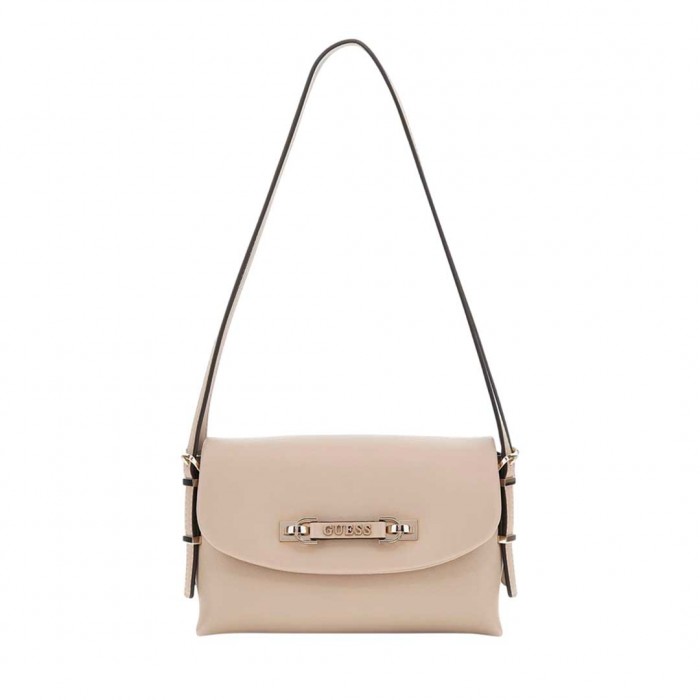GUESS LEFIA FLAP SHOULDER BAG BEIGE