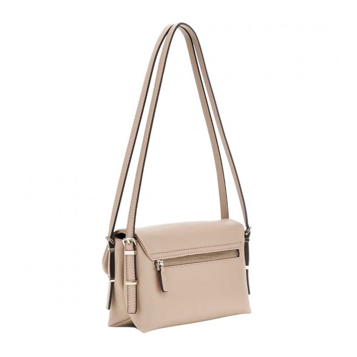 GUESS LEFIA FLAP SHOULDER BAG BEIGE