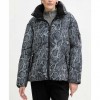 GUESS WOMAN Animal-print puffer jacket BLACK/GREY GUESS WOMAN Animal-print puffer jacket BLACK/GREY