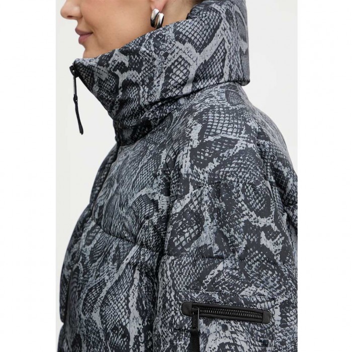 GUESS WOMAN Animal-print puffer jacket BLACK/GREY