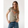 GUESS Floral triangle logo T-shirt GREEN GUESS Floral triangle logo T-shirt GREEN