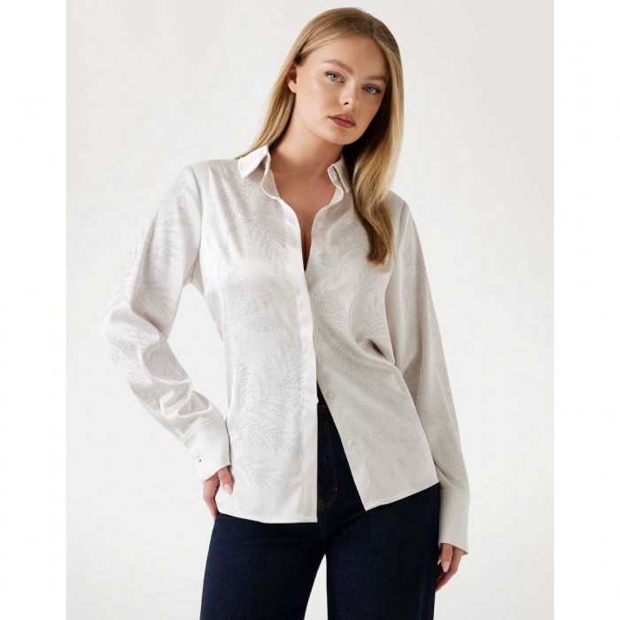 GUESS Slim-fit satin shirt WHITE