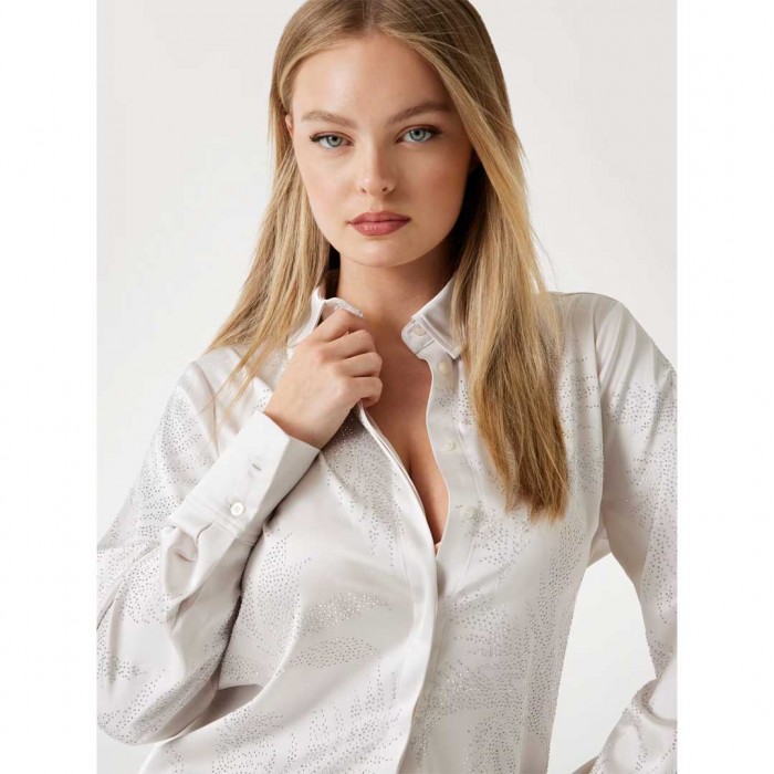 GUESS Slim-fit satin shirt WHITE
